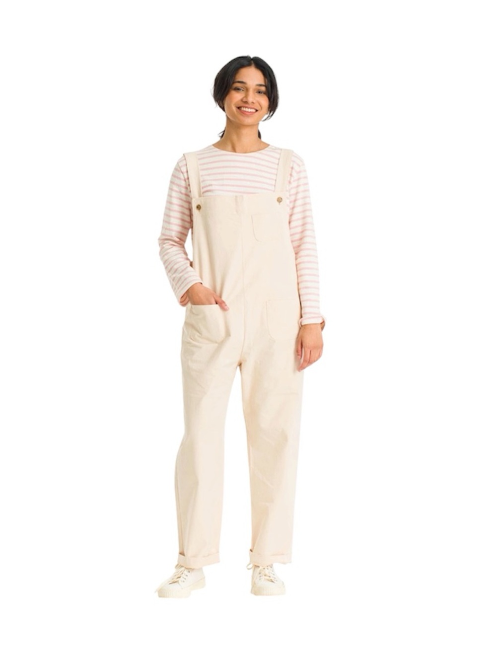 Olive Clothing UK Kyoko Cotton Dungaree Ivory Off White Overalls Small Medium